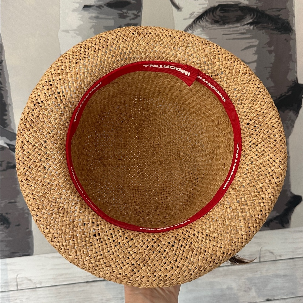 Importina Straw Hat with Brown Blue Flower Accent - Picture 2 of 11